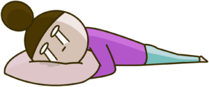 枕に顔をうずめて泣いている女性のイラスト